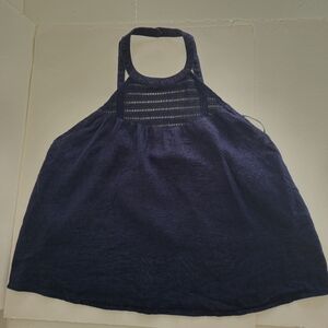 NWT Rachel Zoe Halter Cami Tank Top Linen Lace Blue Size XL